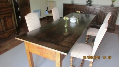 table de ferme en noyer avec tiroirs dans ceinture - Photo 1/4