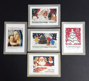 Weihnachten USPS Briefmarken Puzzle Postkarte Lot (Stck 5) Weihnachtsbaum - Bild 1 von 7