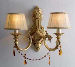 Wall Light Crystal Classic Brass Ivory Amber With Shade