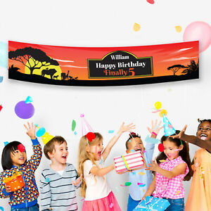 Boys Kids Fabric Lion King Inspired Happy Birthday Party Banner PERSONALISED 
