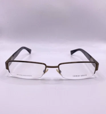 Giorgio Armani GA 711 A4O Brown Metal Semi Rim Eyeglasses Frame 52-18-140 Italy - Image 1 of 4