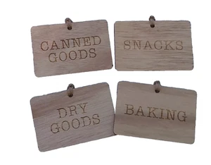 16pc Wood Basket Tags Dry Goods Snacks Baking Canned  Kitchen Pantry Crafts 2X3" - Picture 1 of 2