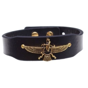 Bracciale In Pelle Persiana Farvahar Faravahar Persia Simbolo Persia Regalo Farohar - Foto 1 di 15