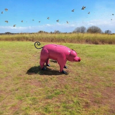 Arte rústico de metal para patio escultura de cerdo hogar jardín decoraciones Foto 1 de 4