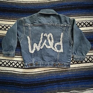French Toast Childrens Blue Jean Denim Spellout 90' Vintage Grunge Skater Jacket - Picture 1 of 10