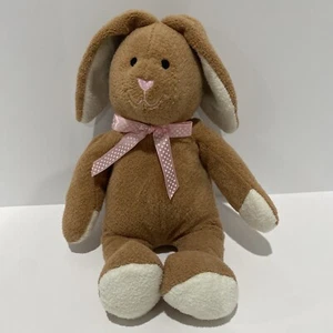Peluche coniglietto coniglietto marrone Commonwealth 2007 14" rosa fiocco a pois e naso cuore - Foto 1 di 12