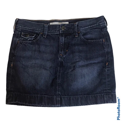 Старый темно-синий мини-юбка синий Jean женщин размер 4 темно джинсовой ткани 100% хлопок мини - Изображение 1 из 4