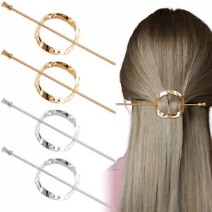 4PCS Minimalist Hair Pins Geometric Decorative Clips for Long Hair Silver Gold - Picture 1 of 7