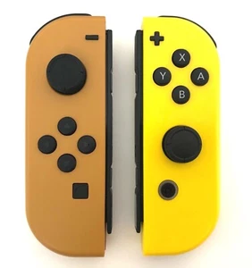 Custom Nintendo Switch Pikachu Eevee Pokemon Theme Style Joy Cons Yellow Brown - Picture 1 of 4