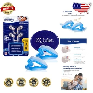 Patented Anti-Snoring Mouthpiece System: 2 Sizes + FDA Cleared Nasal Dilators - Picture 1 of 11