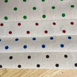 34.-37.Polka dots Natural LINEN Cotton Fabric. Price per 1/2 metre - Picture 1 of 8