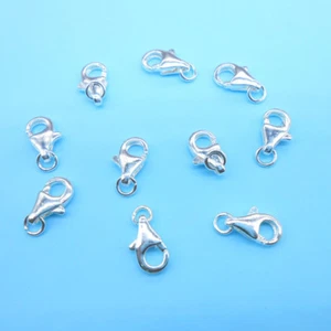 10PCS DIY Lobster Clasp 925 Sterling Silver Charm Attachment clip 9mm - Picture 1 of 4
