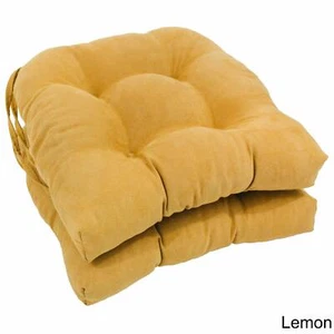 16-inch Solid Microsuede U-shaped Tufted Chair Cushions (Set of 2) Lemon - Picture 1 of 1
