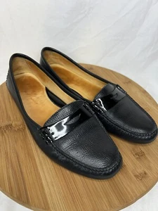 Patricia Green A Mano Leather Driving Loafer Moccasin Sz 9 Black Brazil Comfort - Picture 1 of 12