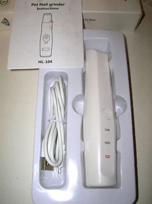 Pet Nail Grinder Shaper QUIET Cordless 2 Speed For Large & Small Pets USB Cable