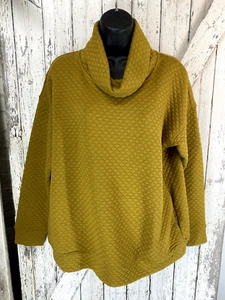 Jones New York Quilted Cowl Neck Womens Hoodie Medium Gold Pullover Sweatshirt - Picture 1 of 6