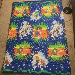 Vintage Digimon Reversible Twin Comforter Blanket 5ft By 7ft-Pokémon Collectors - Picture 1 of 11
