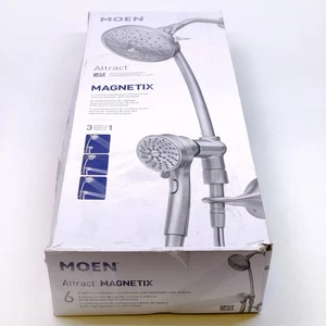 Moen 28586SRN Brushed Nickel Attract Magnetix 6-Spray Dual Shower Heads READ** - Photo 1 sur 17