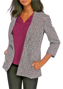 NEU NINE WEST SCHWARZ LILA VORNE OFFEN KARRIERE JACKE BLAZER GRÖSSE L 129 $ - Bild 1 von 3
