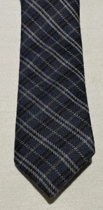 Todd Snyder Herren Krawatte blau braun weiß Schottenkaro dünn Wolle Seide Made in USA - Bild 1 von 12