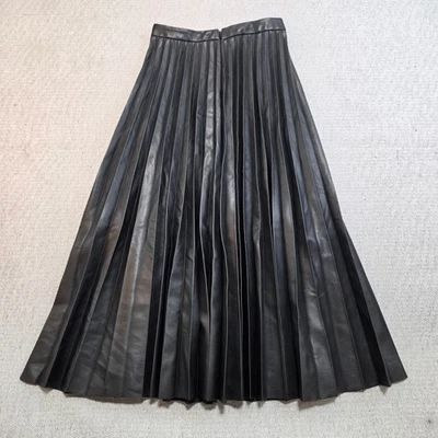 Zara Faux Leather Mid Rise Maxi Skirt Womens Black Size XS Side Zip Outdoor - Image 1 of 4
