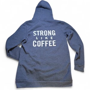 Starbucks Reserve Strong Like Coffee Full Zip Hoodie Gr. L blau weiß kuscheliges Geschenk - Bild 1 von 8