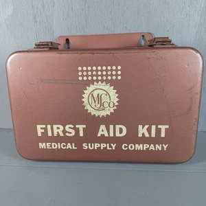 VTG Hanging Metal First Aid Kit Medical Supply Company With Some Supplies - Picture 1 of 6
