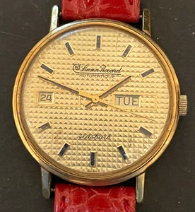 Vintage Lucien Piccard Seashark Men's Watch Automatic Running Gold Dial Swiss - Picture 1 of 4