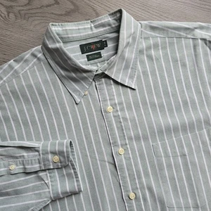 Vintage J. Crew Men’s Button Down 17 35 Oarsman Striped Shirt 100% Cotton Green - Picture 1 of 6