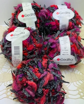 Gedifa Barocco 羊毛/丙烯酸纱 5 件装粉色橙色黑色 1745 批量全新复古 — 第 1/4 张图片