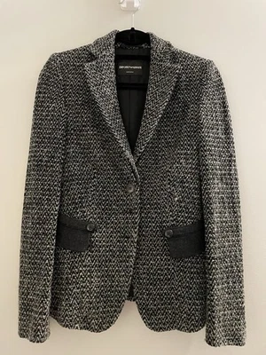 Blazer de lã feminino Emporio Armani 42 Itália academia escura luxo equestre - Imagem 1 de 4