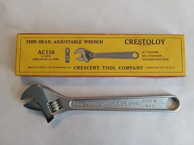 De colección Media Luna 10 Pulgadas Ajustable Llave Crestología AC110 Caja EE. UU. Envío Gratis Foto 1 de 4