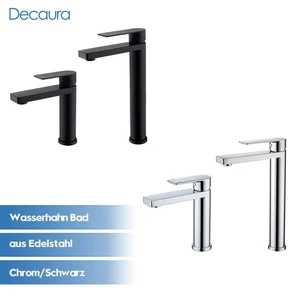Decaura Waschtischarmatur Wasserhahn Bad Waschbecken Badezimmer Chrom/Schwarz - Bild 1 von 32