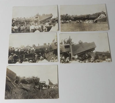 5 CARTÕES POSTAIS RPPC Rock Island Train Wreck dos anos 1900 - Imagem 1 de 4