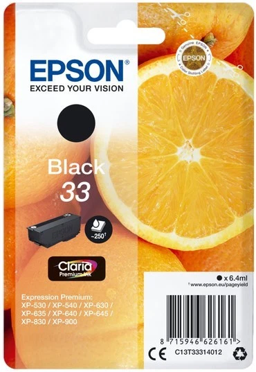 Epson C13T33314012 33 Cartouche D'Encre Noir 250 Pages 6.4ml
