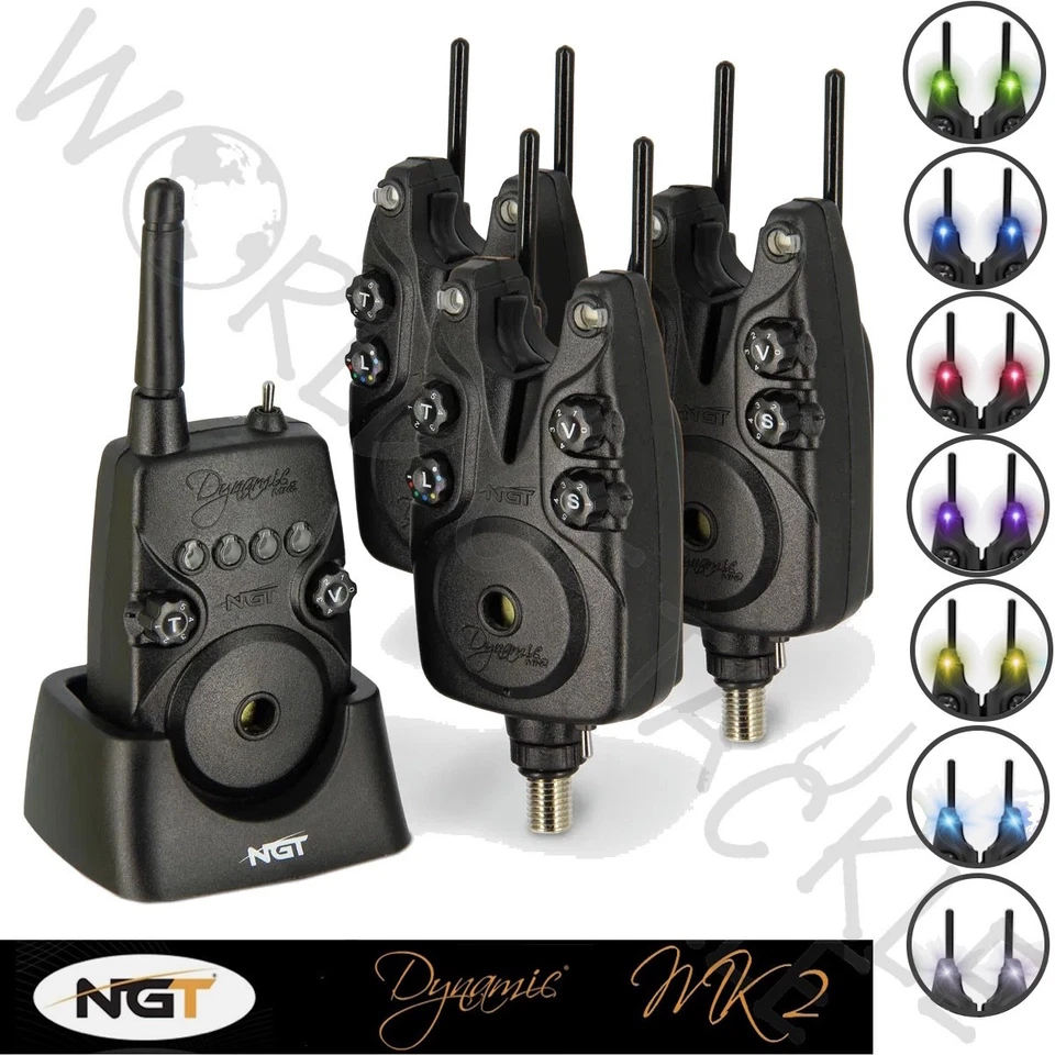 NGT Dynamic Wireless Bite Alarm MK 2 Juego de 3+ Receptor + 3 x Opciones de Indicador Foto 1 de 1