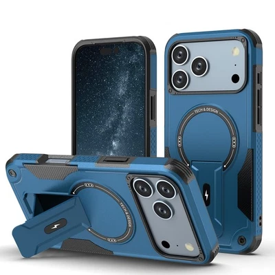 For iPhone 17 16 Pro Max 15 14 13 12 11 Heavy Duty Rugged Magnetic Case + Stand - Image 1 of 4