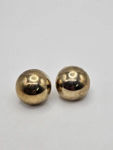Vintage Veronese Sterling Silver Vermeil Dome Omega Back Earrings - Picture 1 of 15
