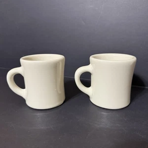 White Ceramic Stamped Victor Mugs From World War 2 Era Heavy Round Smooth - Picture 1 of 6