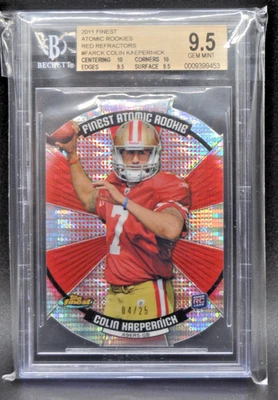 2011 Topps Finest Atomic Rookie Refractor /25 Colin Kaepernick BGS 9.5 Gem Mint - Image 1 of 3