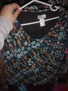 Worthington Gr. 10 Polyester Blumen Boho Urban Rock Damen Large Blau Braun - Bild 1 von 1