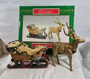 House of Lloyd Christmas Around The World Reindeer Golden Accents Sleigh - Picture 1 of 20