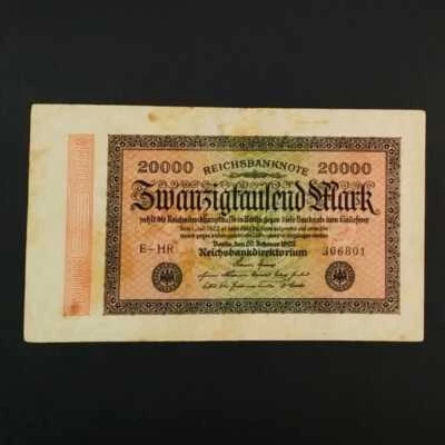 German World War Period 1923 20000 Mark Reichsbanknote VF - Image 1 of 2