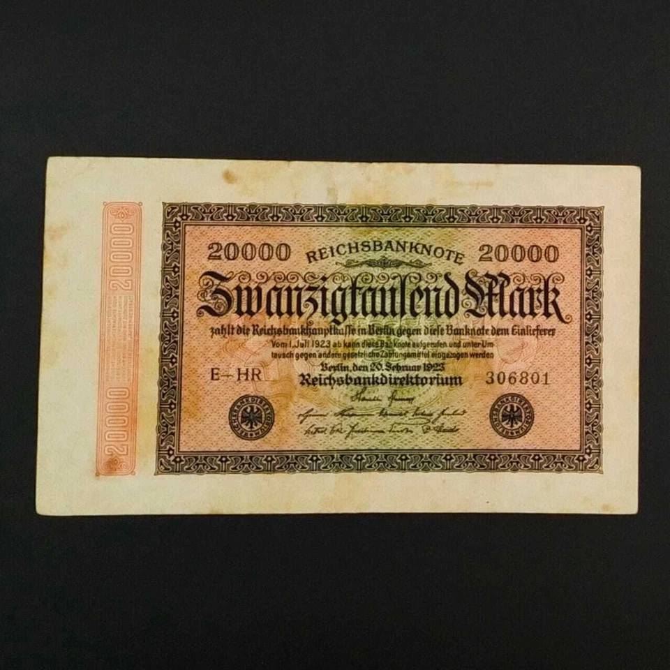 German World War Period 1923 20000 Mark Reichsbanknote VF - Image 1 of 2