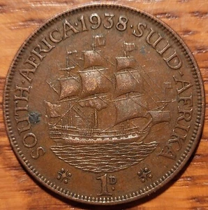 1938 South Africa 1 Penny Coin N79 - Picture 1 of 2