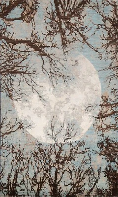 Nature Print Abstract Oriental Area Rug Hand-knotted Wool/ Silk 5x7 Foyer Carpet - Image 1 of 4