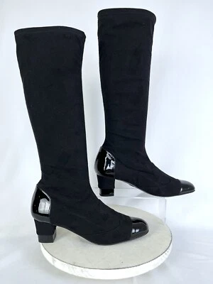 Te Casan Talla 10 (41) Negro Patente Microfibra Retro Años 60 Estilo Gogo Botas   Foto 1 de 4