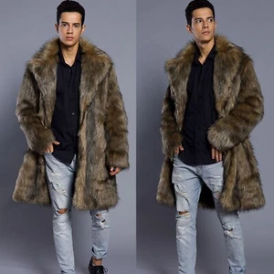Herren Warme Verdickung Mäntel Jacke Langer Mantel Jacke Kunstpelz Outwear - Bild 1 von 16
