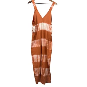 NWT ZARA Burnt Orange Tie Dye Maxi Dress Womens SZ M Beach Boho Hippie Summer - Picture 1 of 9