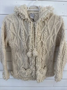 Cárdigan de Colección Bolivian Imports Grueso Blanco Para Mujer Cremallera Completa Pom Suéter Mediano - Imagen 1 de 4